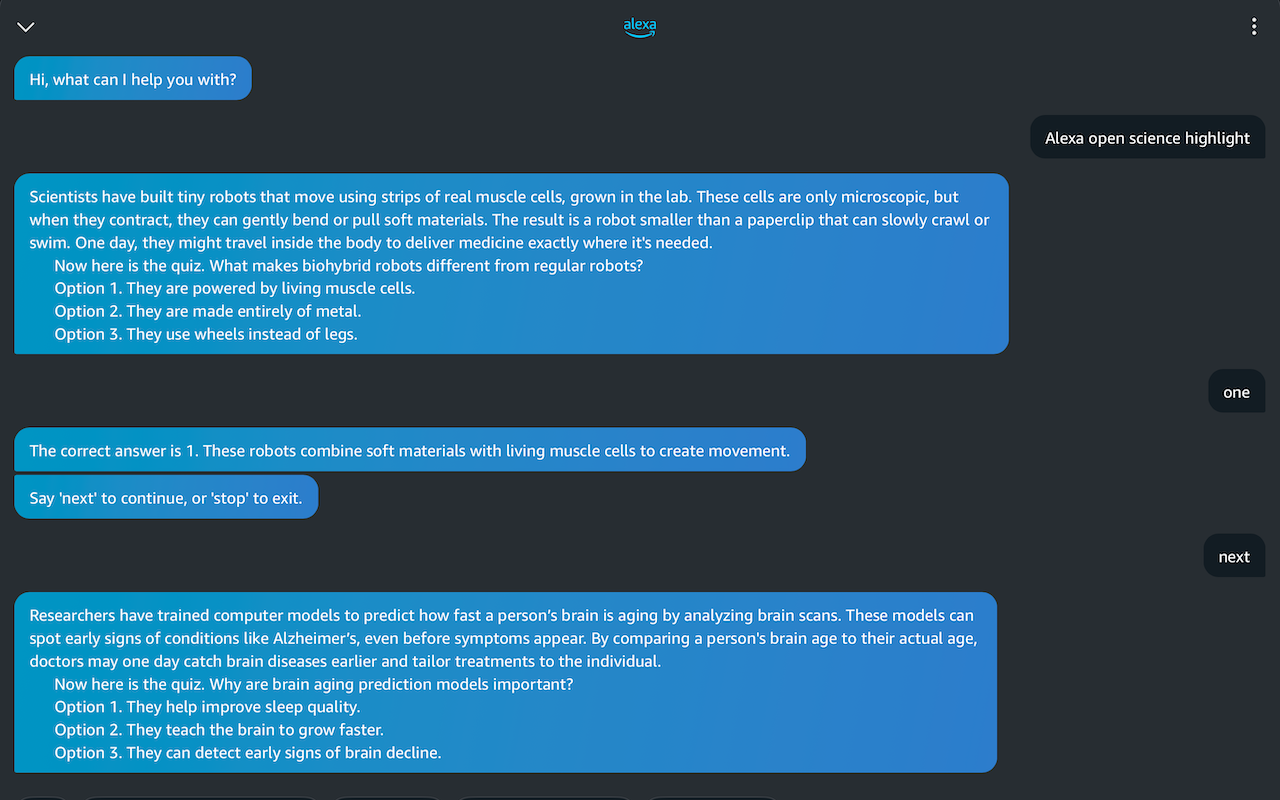 Science Highlight Alexa screenshot